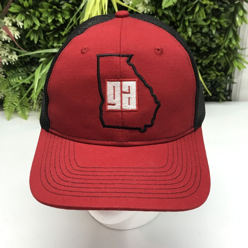 Port Authority Hat Cap Snap Back Mens One Size Red Georgia Trucker Mesh C112-NEW